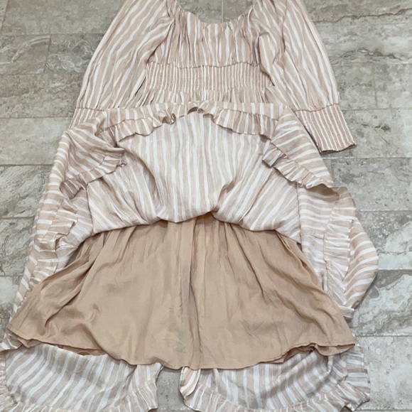 By Anthropologie Long-Sleeve Sweetheart Midi Dress-Neutral Stripe-Size M-NWT - Picture 7 of 7